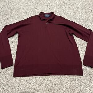 Long-Sleeve Polo Shirt in Deep Burgundy - Classic Knit